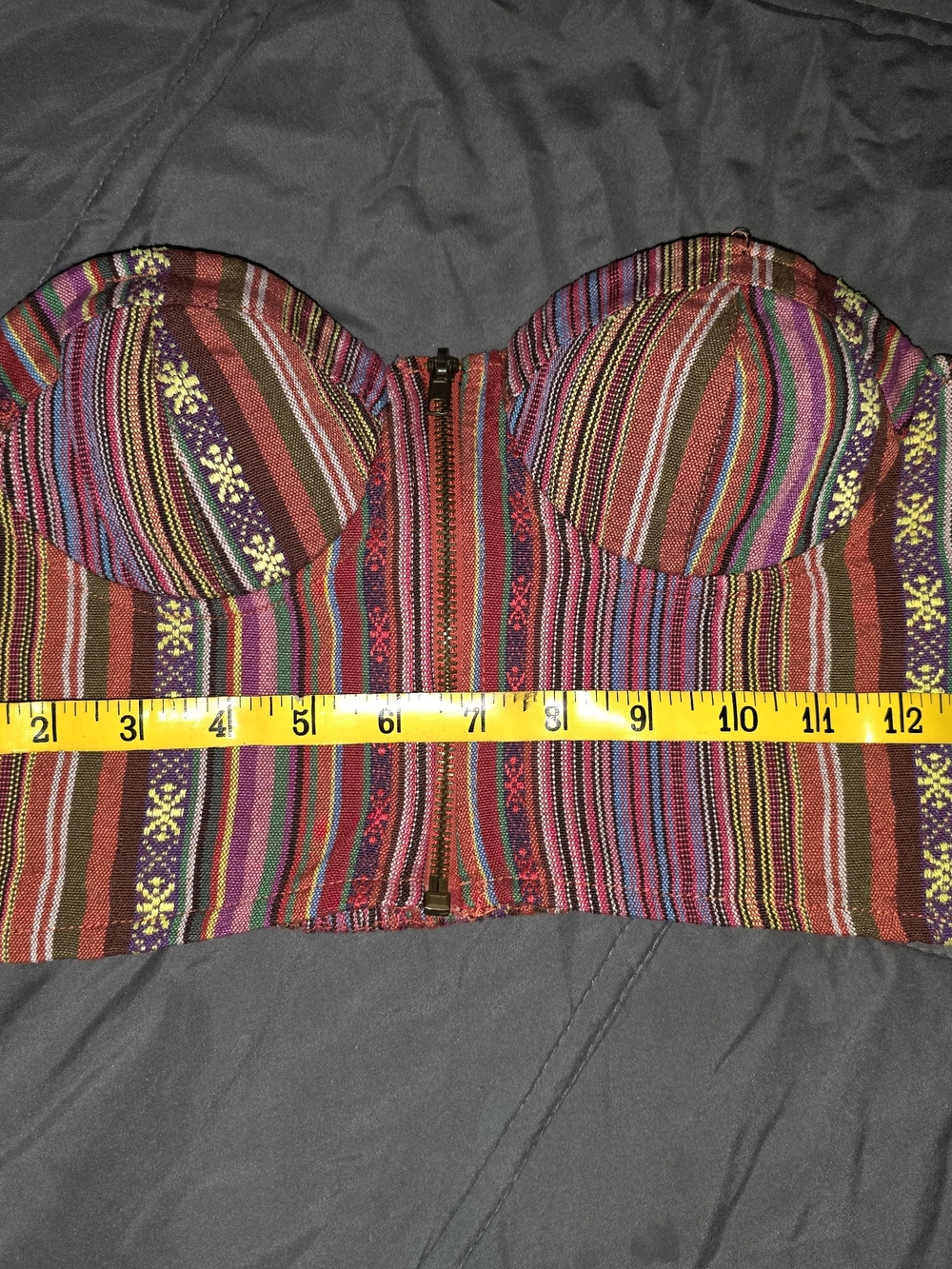 Forever 21 Multicolor Striped Zip Up Bustier Crop Top - Picture 3 of 6